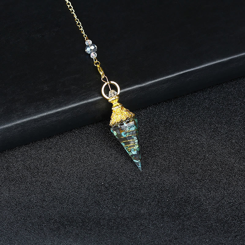 Olivenorma Natural Crystal Resin Hexagonal Pyramid Pendulum - Turquoise - image 33