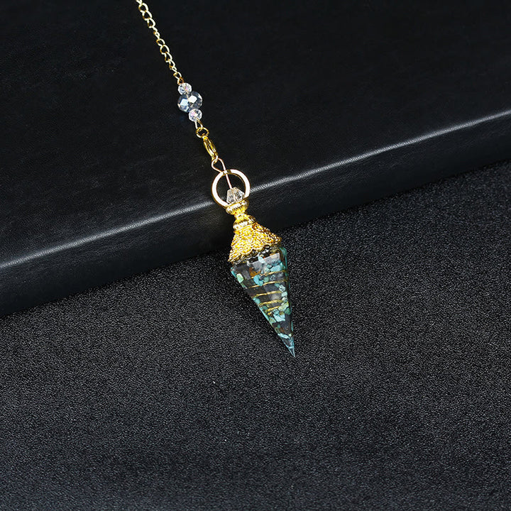Olivenorma Natural Crystal Resin Hexagonal Pyramid Pendulum - Turquoise - image 33