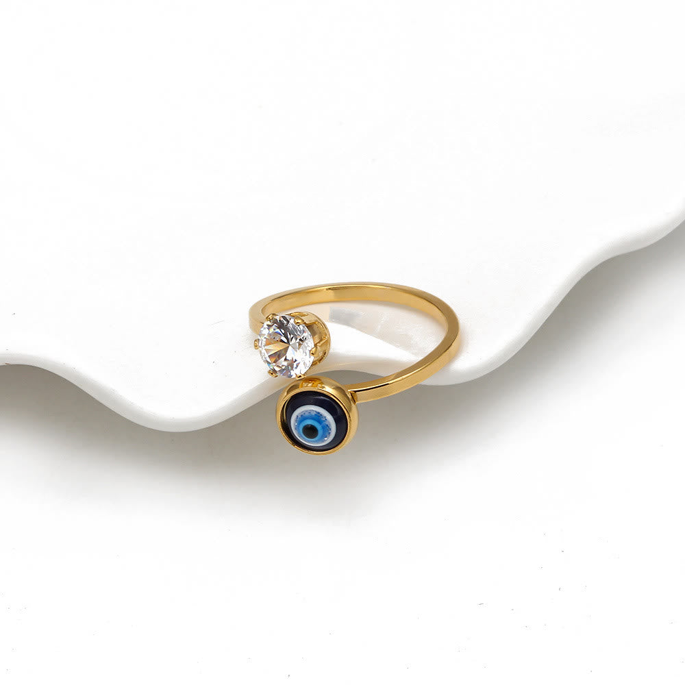 Olivenorma White Zircon Gold Plated Evil Eye Women Ring - image 13