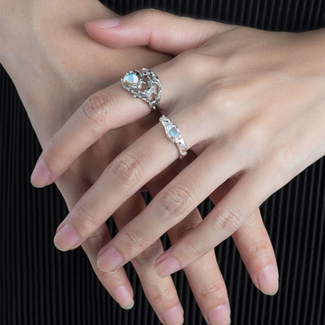 Olivenorma Irregular Branch Pattern Moonstone Ring - image 2