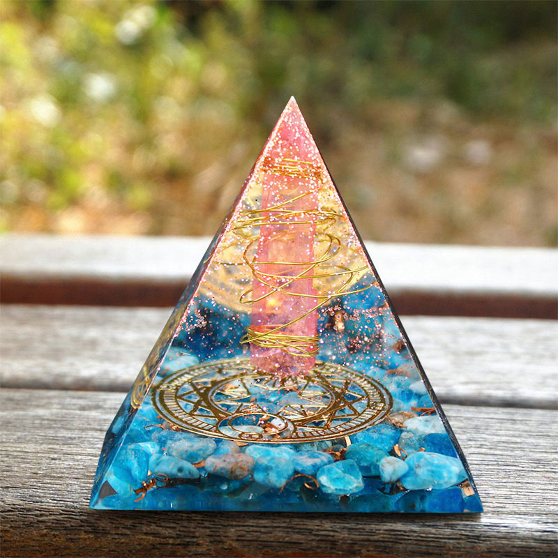 Olivenorma Red Quartz with Lapis Lazuli Orgone Pyramid - image 2