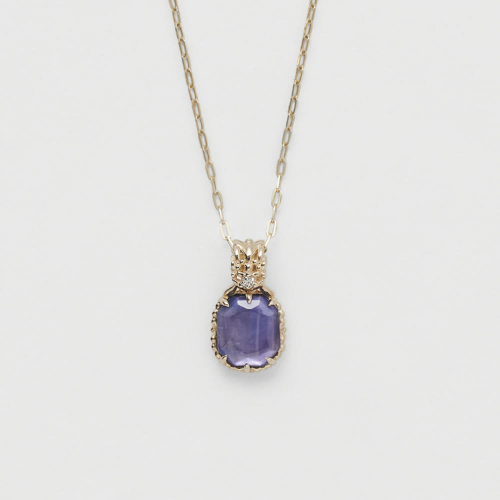 Olivenorma Natural Amethyst Square Stone Ring Necklace - image 2