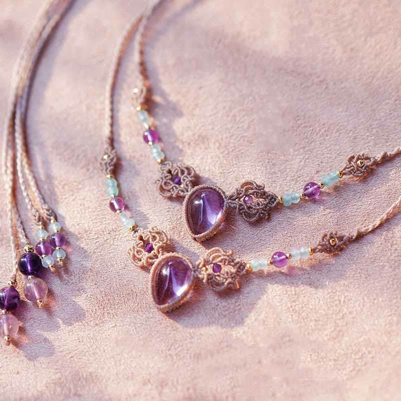 Olivenorma Amethyst Charoite Handwoven Guardian Bracelet Necklace - image 15