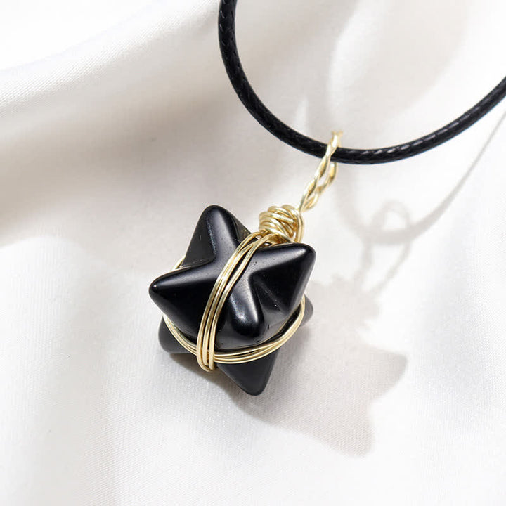 DIVINE LIGHT VEHICLE - Crystal Merkaba Necklace - Obsidian - image 15