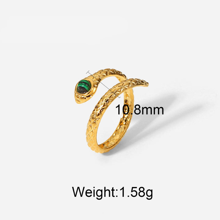 Olivenorma Gold Green Natural Malachite Open Ring Set - Serpentine Malachite - image 20
