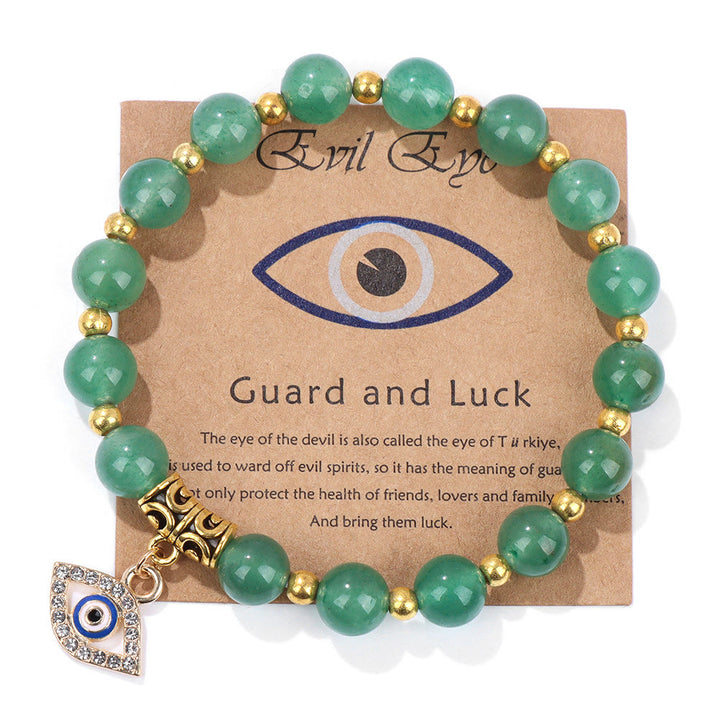 Olivenorma Natural Stone Bead Evil Eye Pendant Bracelet - Evil Eye&Green AventurineEvil Eye& - image 9