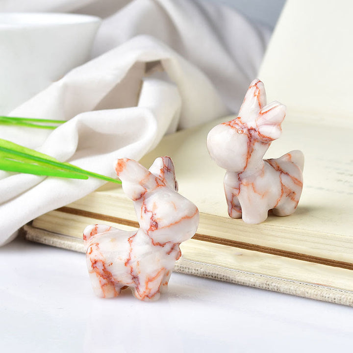 Olivenorma Natural Crystal Christmas Elk Carving Crafts Gemstone Decoration - Rhodochrosite - image 1