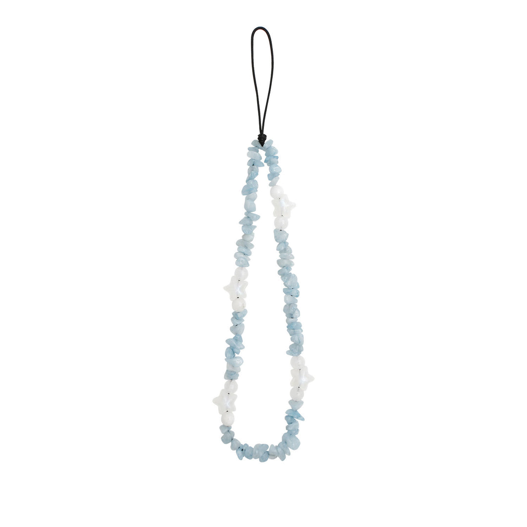 Olivenorma Handmade Crushed Stone Pearl Pentagram Beading Phone Strap - Blue Chalcedony - image 6