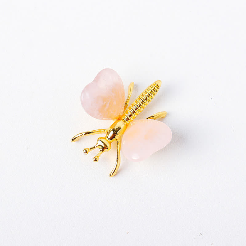 Olivenorma Natural Crystal Agate Dragonfly Gemstone Decoration - Rose Quartz - image 9