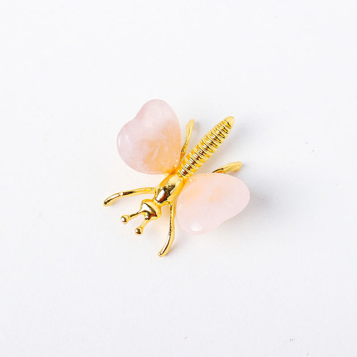 Olivenorma Natural Crystal Agate Dragonfly Gemstone Decoration - Rose Quartz - image 9