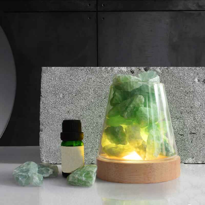 Four Seasons -  Essential Oil Diffuser Crystal Aromatherapy Lamp - Fluorite - Mint - image 2