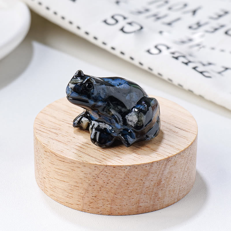Olivenorma Natural Gemstone Carved Frog Statue Gemstone Decoration - Blue Spectrolite - image 28