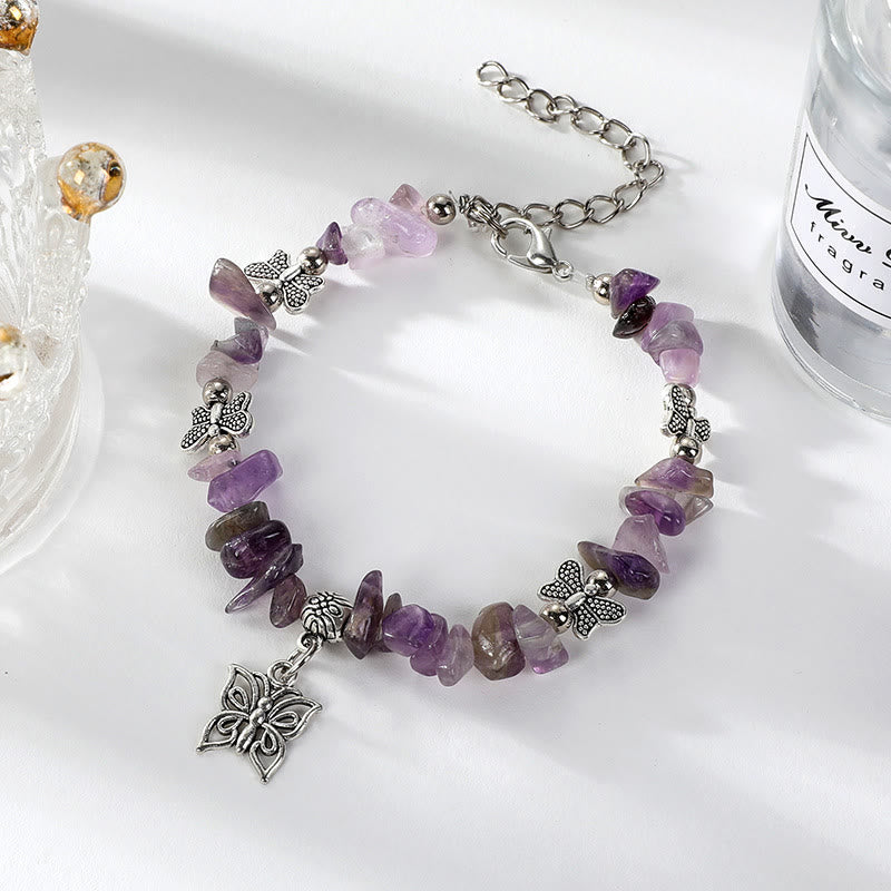 Olivenorma Colorful Crystal Rubble Butterfly Charm Bracelet - image 1