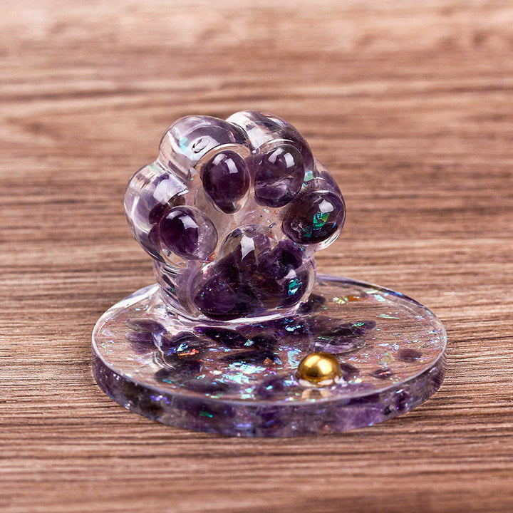 Olivenorma Natural Stone Epoxy Cat Claw Mobile Phone Holder - Amethyst&Sequins - image 21