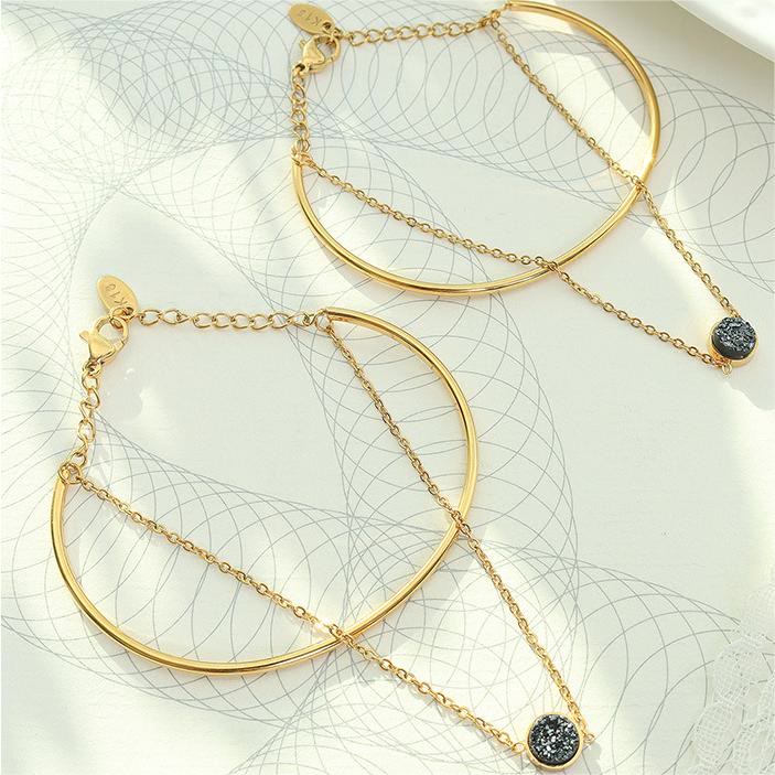 Olivenorma Black Tourmaline Double Layer 18k Gold Plated Bracelet - image 6