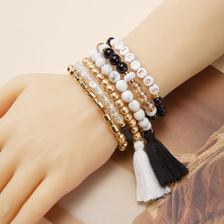 Olivenorma Set of 6 Engraved Natural Crystal Bracelets - Clear Crystal&White Turquoise - image 20