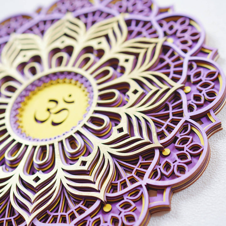 Olivenorma Purple Pink Om Hamsa Chakra 3D Carving Wall Decor - image 7