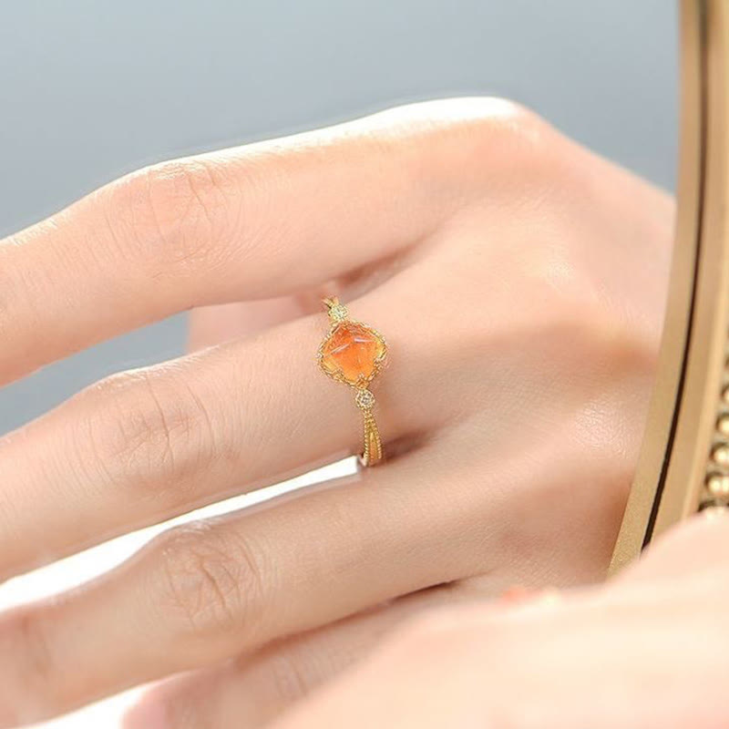 Olivenorma Sunstone Gold Plated Vintage Ring - image 2