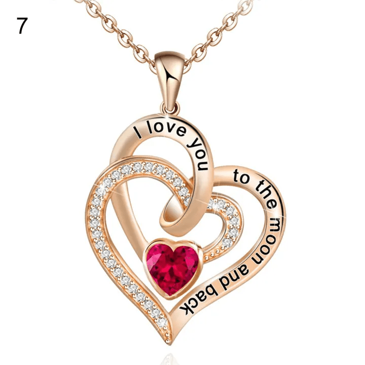FREE Today: "I Love You to the Moon and Back" – Eternal Hearts Birthstone Necklace - Rosegold - July - Card Style Two - image 45