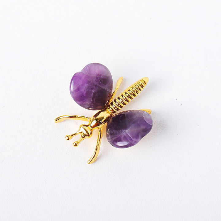 Olivenorma Natural Crystal Agate Dragonfly Gemstone Decoration - Amethyst - image 27