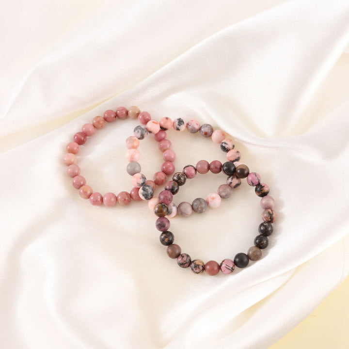 Olivenorma Rhodochrosite Pink Zebra Stone 8mm Handmade Beaded Bracelet - image 9