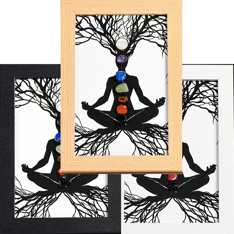 Olivenorma Yoga Meditation Posture Chakra Stone Photo Frame Decoration - Yoga Meditation & Chakra#10 - Wooden Photo Frame - image 13