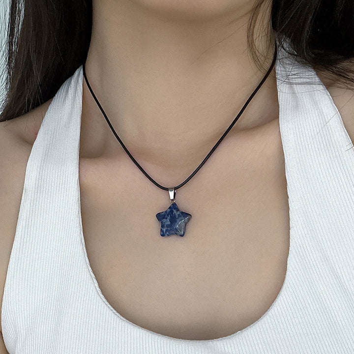 Olivenorma Natural Crystal Star Pendant Necklace - Sodalite - image 7