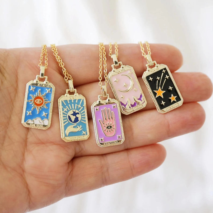 Olivenorma Retro Tarot Card Element Oil Drop Necklace - image 0