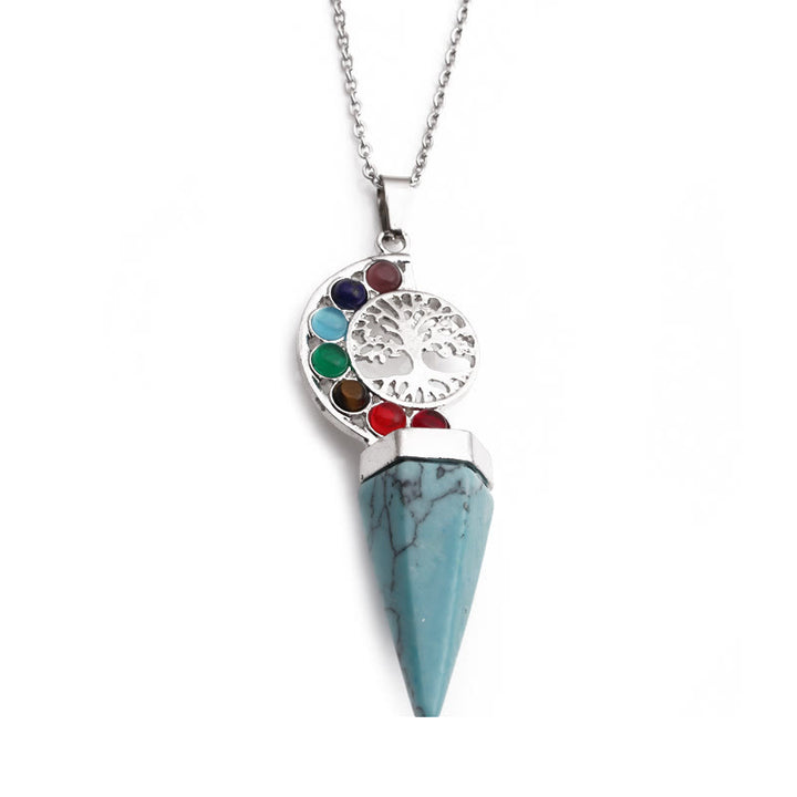 Olivenorma Hexacone Crystal Chakra Tree of Life Pendant Necklace - Chakra&Turquoise - image 13