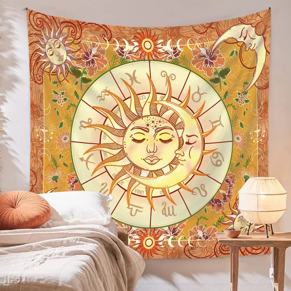 Olivenorma Yellow Sun Boho Zodiac Tapestry - image 3