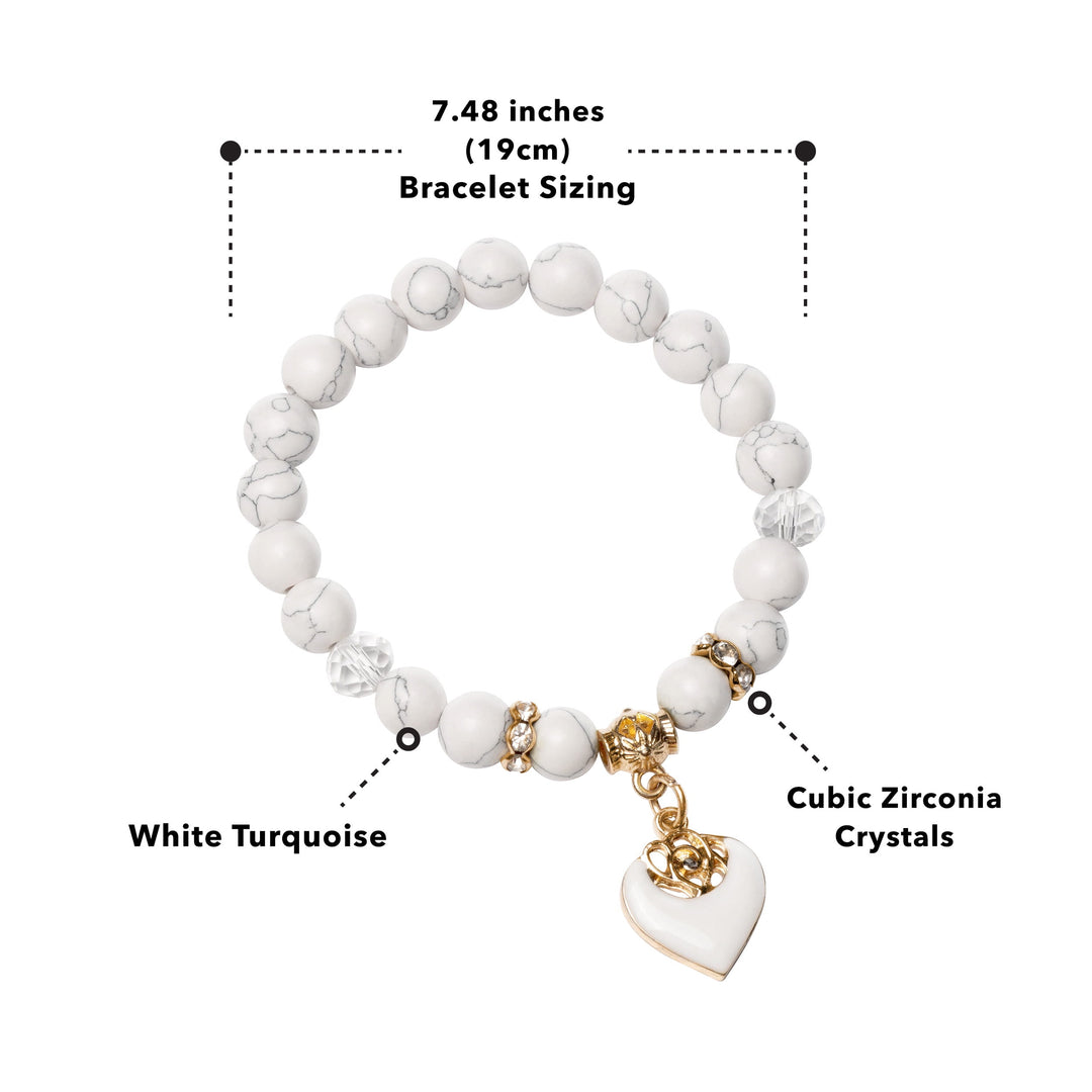 Olivenorma White Rose Beaded Turquoise Bracelet - image 6
