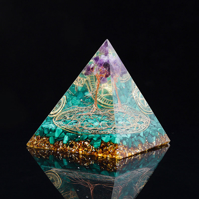 Olivenorma Malachite And Amethyst Orgone Pyramid - Malachite&Amethyst - image 0
