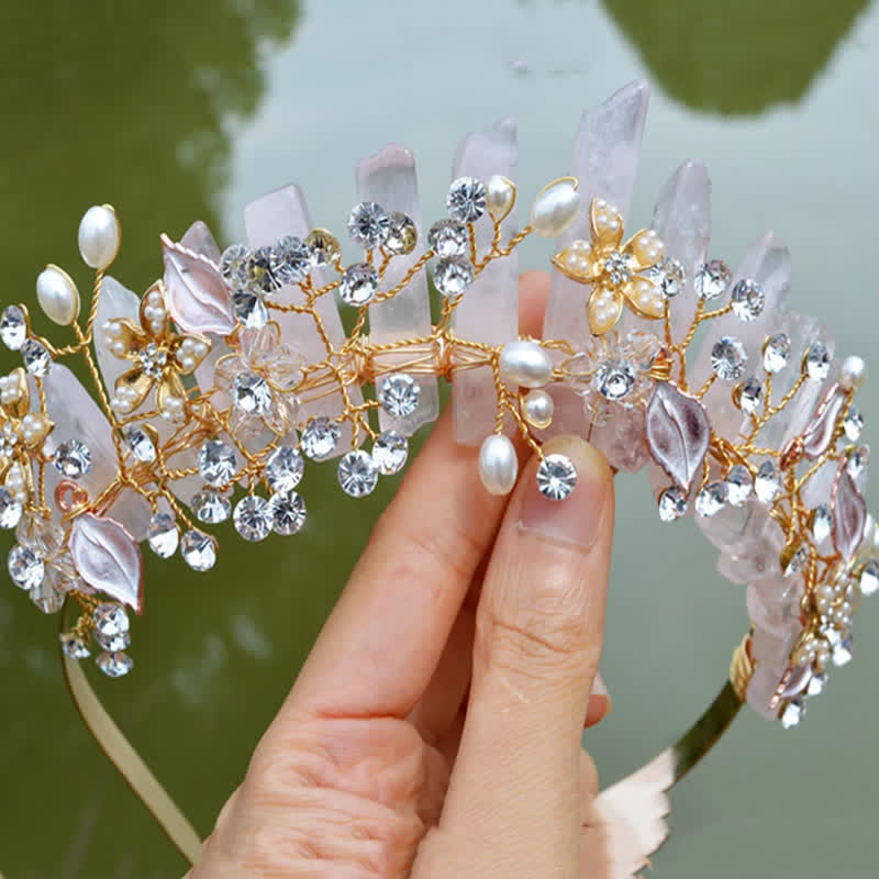 Olivenorma Luxury Natural Crystal With Pearl Crystal Crown - image 6