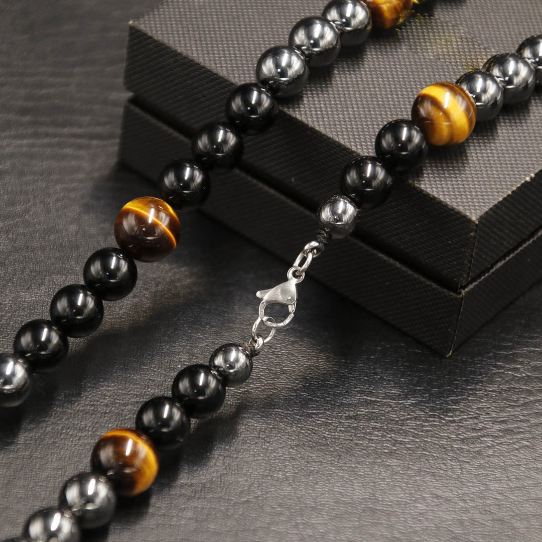 Olivenorma Healing Crystal Obsidian Tiger Eye Hematite Beads Necklace - image 10