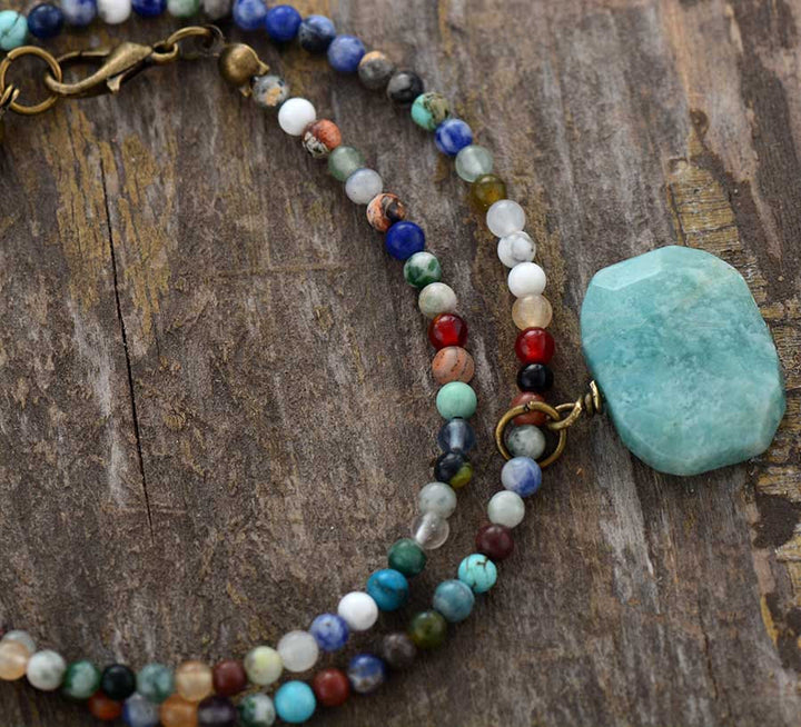 Olivenorma Geometric Amazonite Pendant Choker Mala Jewelry Necklace - image 5