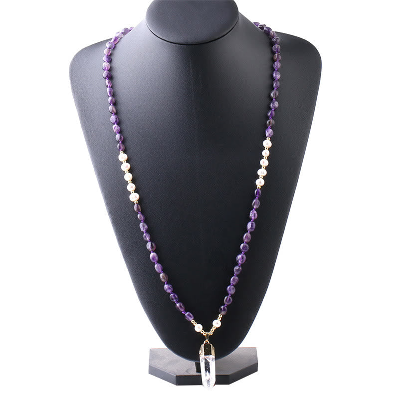 Olivenorma Irregular Crystal Column Pendant Long Necklace - image 14