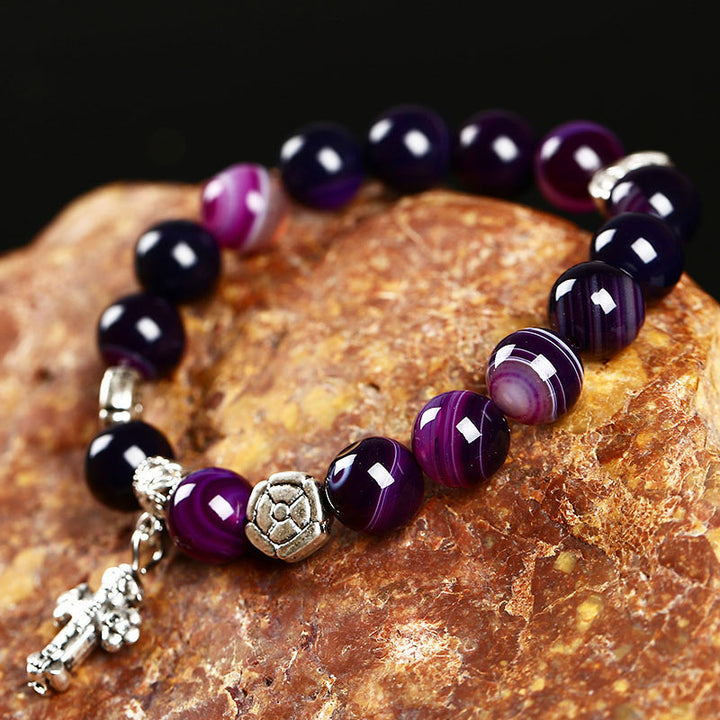 Olivenorma Natural Crystal Cross Symbol Bracelet - Charoite - image 0