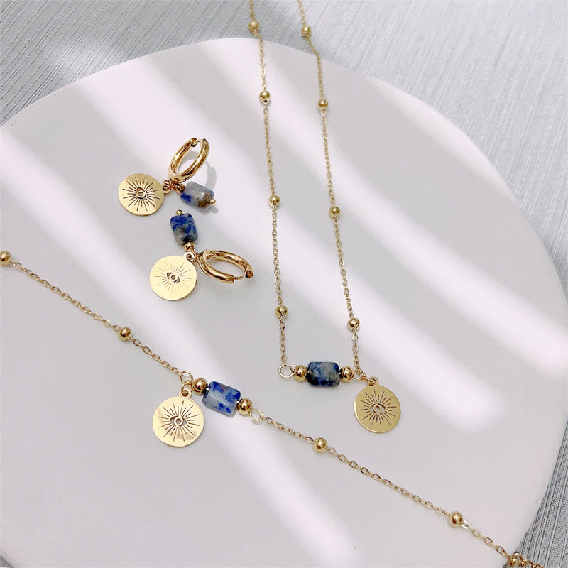 Olivenorma Natural Blue Sodalite Evil Eye Bracelet Earring Necklace - image 4