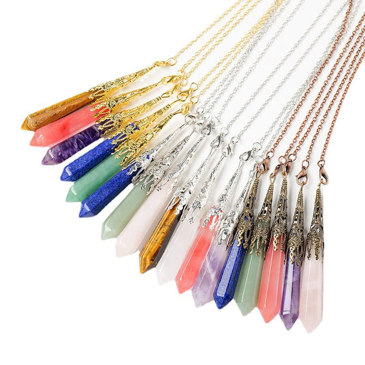 Olivenorma Natural Crystal Golden Silver Color Copper Chain Pendulum - image 6