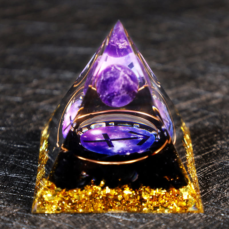 Olivenorma Amethyst Ball Obsidian Gravel Zodiac Sagittarius Orgone Pyramid - image 2