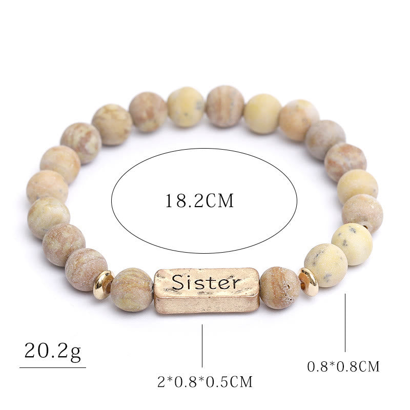 Olivenorma Natural Gemstone Sister Engraving Bracelet - image 14