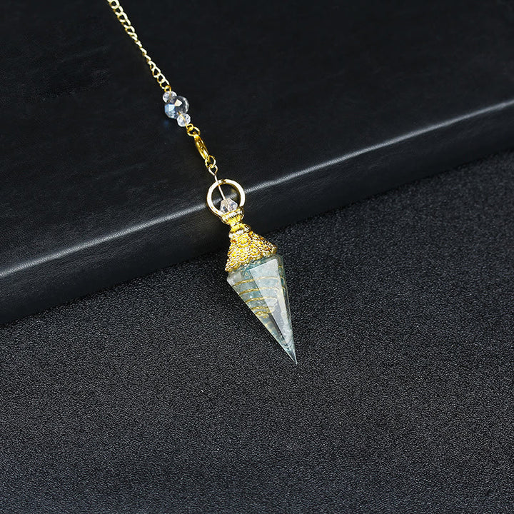 Olivenorma Natural Crystal Resin Hexagonal Pyramid Pendulum - Aquamarine - image 31