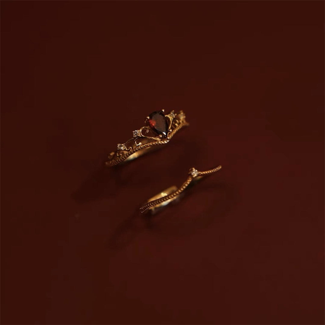 Olivenorma Red Garnet Crown Stackable Adjustable Ring Set - image 9