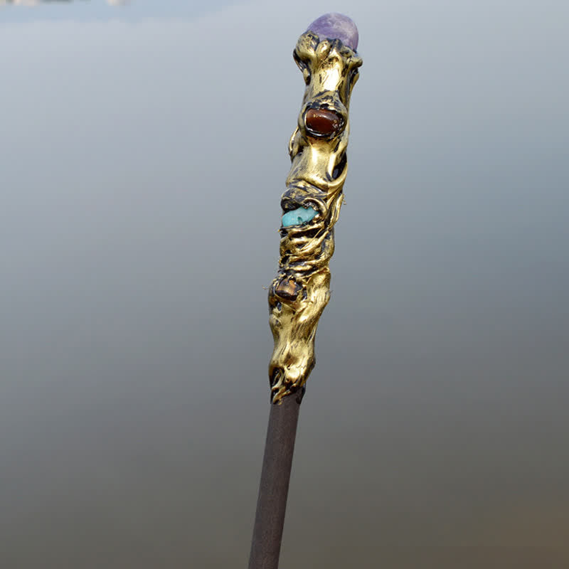 Olivenorma Moon And Sun Fairy Crystal Wands - Amazonite & Amethyst & Tiger Eye - image 24