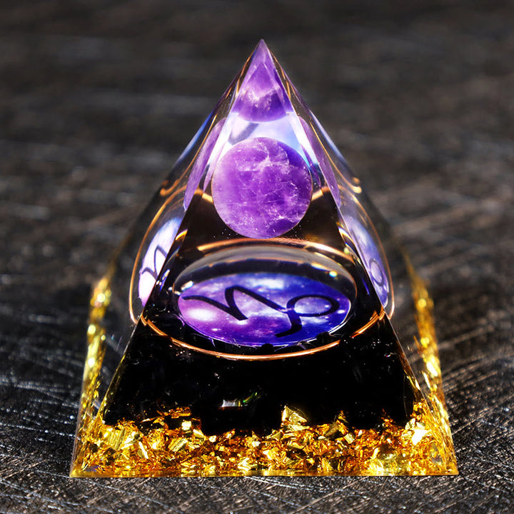 Olivenorma Amethyst Ball Obsidian Gravel Zodiac Capricorn Orgone Pyramid - image 2