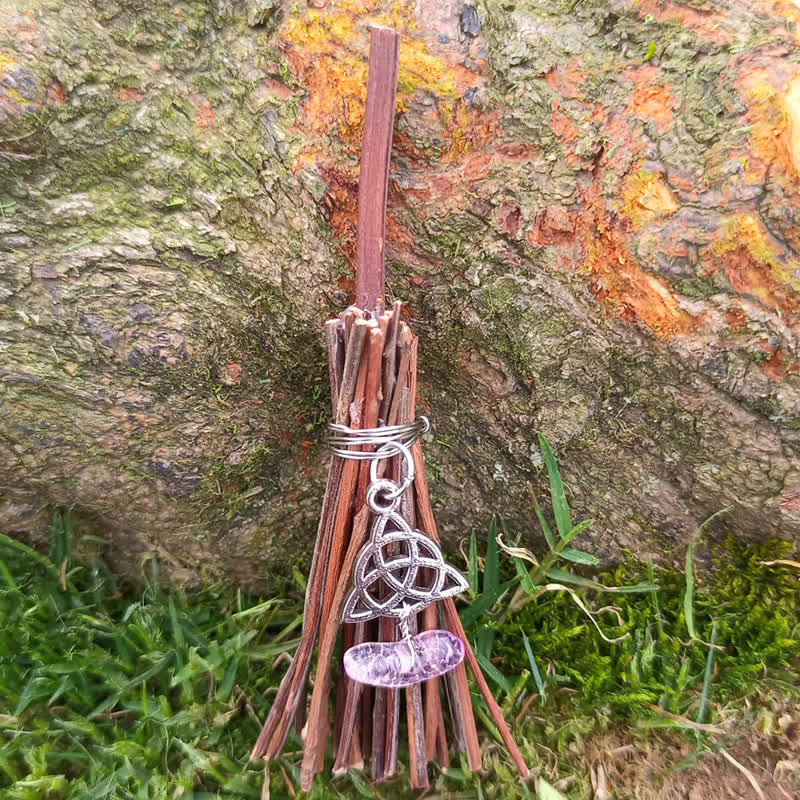 Olivenorma Handmade Mini Crystal Turtle Broom Ornament - Branch & Celtic Knot & Amethyst - image 8