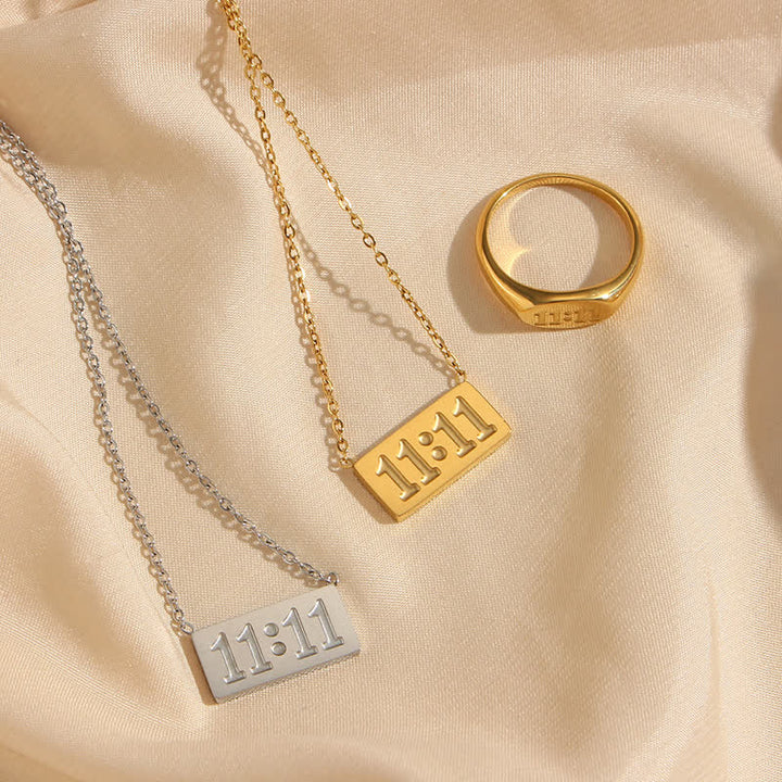 Olivenorma 11:11 Angel Number Dainty Necklace And Ring - image 11