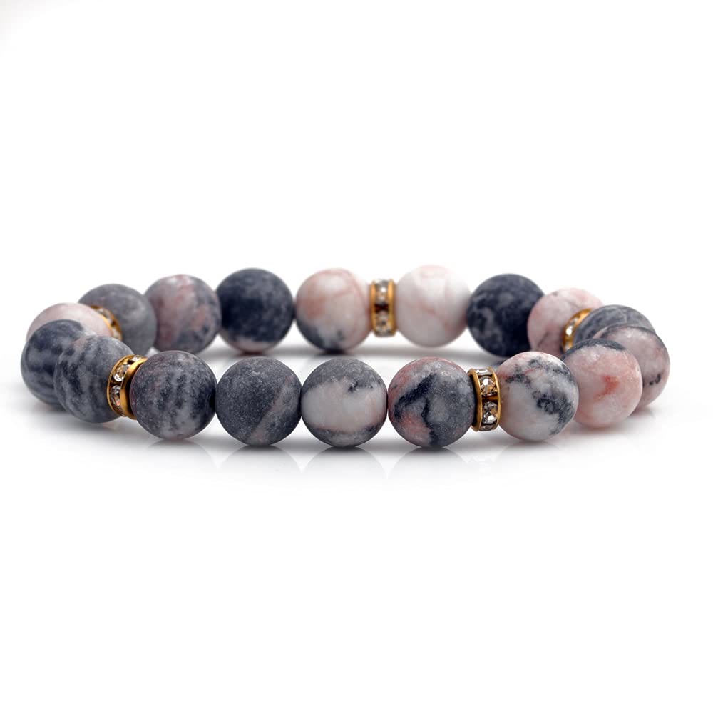 Olivenorma Natural Rhodonite Frosted Beaded Healing Bracelet - Rhodonite - image 0