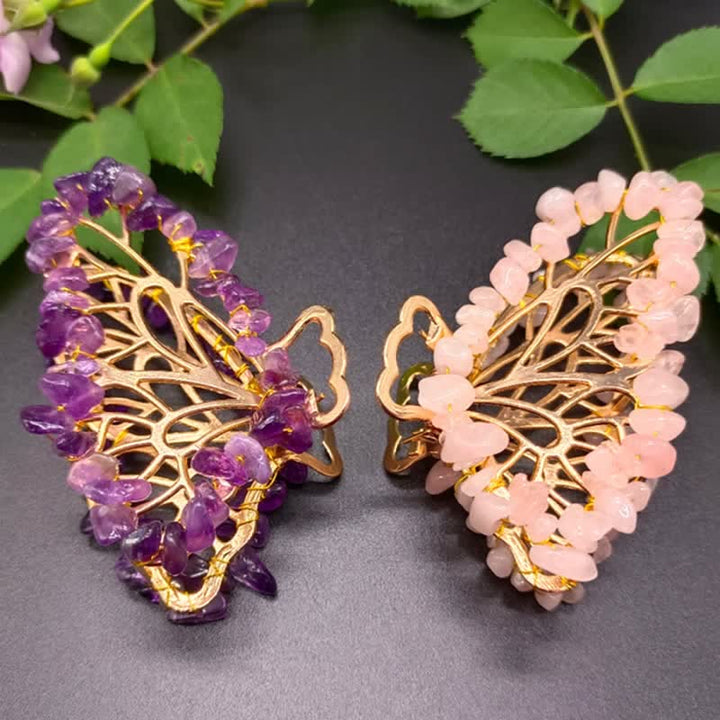 Amethyst Or Rose Quartz Butterfly Shape Hairpin - image 0