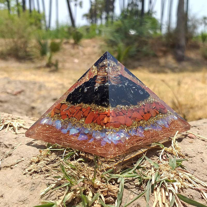 Olivenorma Clear Crystal With Opal Protection Orgone Pyramid - image 1